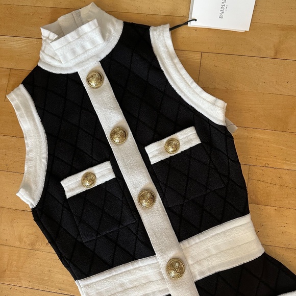 NEW Balmain Paris Navy knit body con dress, XS, - Picture 3 of 4